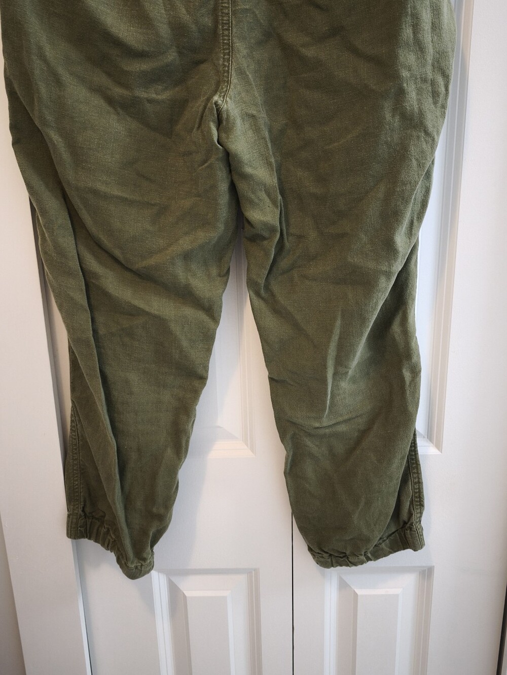 J Crew Point Sur Linen Olive Green Drawstring Waist Pants - Picture 5 of 8